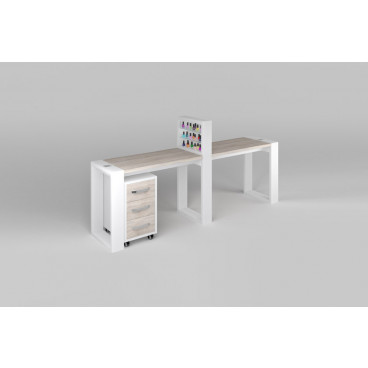 Двухместный маникюрный стол &quot;Matrix&quot; с подставкой для лаков и тумбой