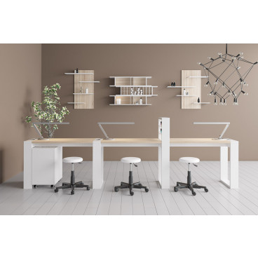 Трёхместный маникюрный стол &quot;Matrix&quot; с подставкой для лаков и тумбой