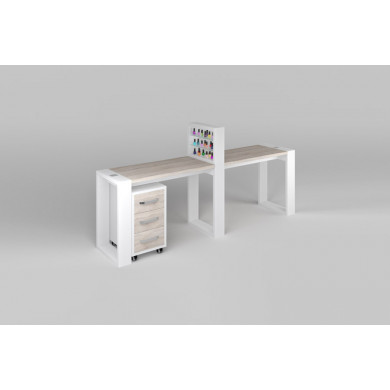 Двухместный маникюрный стол &quot;Matrix&quot; с подставкой для лаков и тумбой